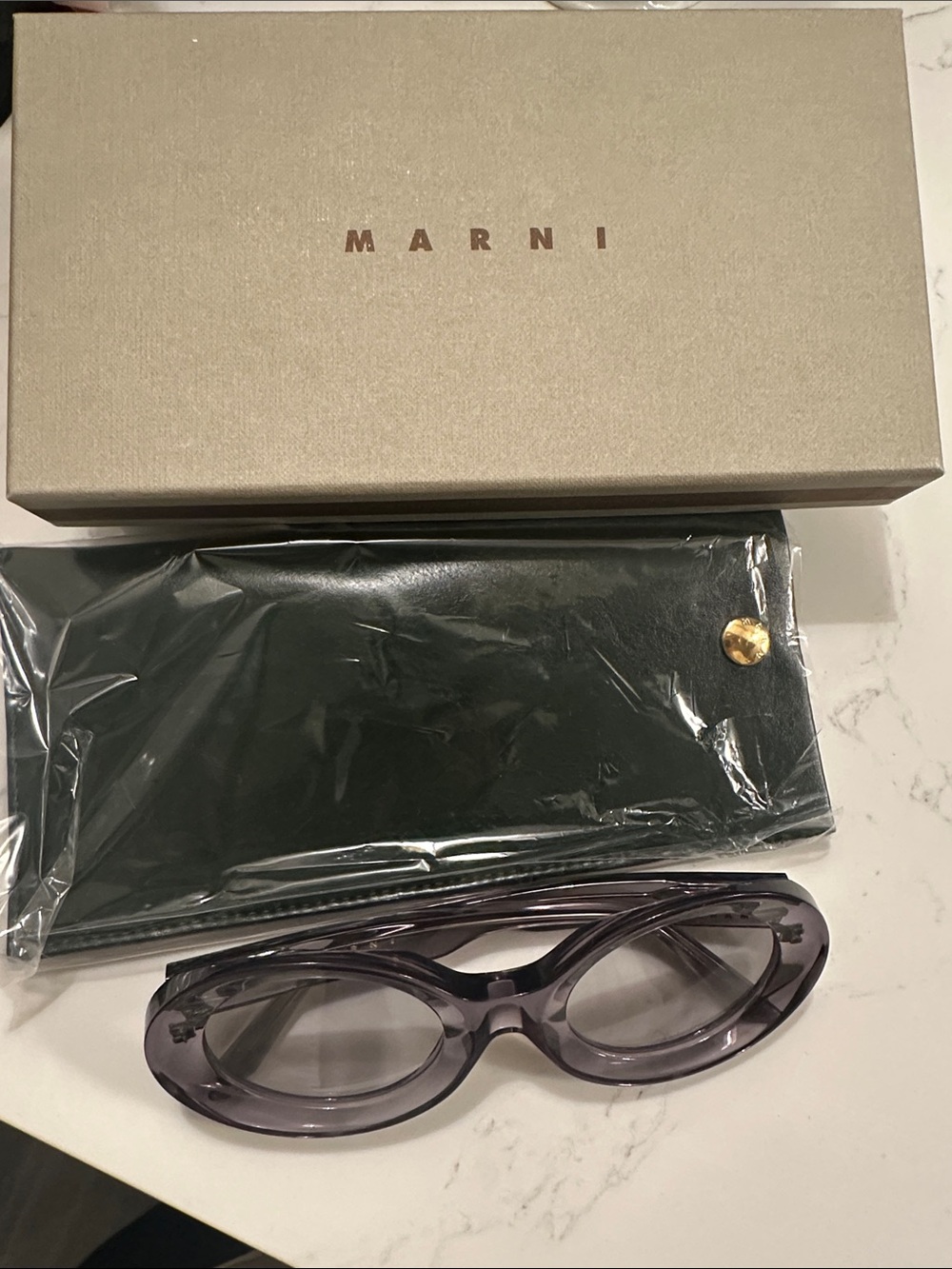 Marni Translucent light grey/ lavender Oval Sunglasses